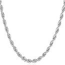 U7 Mens Necklace Stainless Steel 3mm Wide 18 Inch Twisted Rope Link Chains Short Choker
