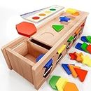 KmmiFF Montessori Toys for 1 2 3 Year Olds,Toddler Toys for 2 3 4 Year Old Girl Boy Gifts,Wooden Shape Color Sorter Learning Educational Toys for 1 2 Year Old,Christmas Birthday Gifts for Kids Age 2 3