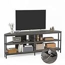 MUTUN 55 inch Corner TV Stand with Power Outlet, Corner Entertainment Center, Industrial TV Console for Living Room& Bedroom, Grey Oak