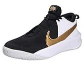 Nike Kid's Team Hustle D 10 (GS) Basketball Shoe, Black/Metallic Gold/White, 7 Big Kid