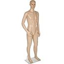 TecTake 185cm Male Mannequin, Full Body Dress Form Dummy with Torso, Glass Base, Rotatable Head and Arms, Adjustable Pose for Retail Clothing Shops Displays
