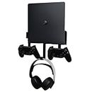 Wall Mount for PS4 Slim, PS4 Slim Wall Mount with Detachable 2 Controller Holder & Headphone Hanger, Metal Stealth Stand for Playstation 4 Slim