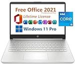 HP 14" Business Laptop, Free Microsoft Office 2021 with Lifetime License, HD Display, Intel Quad-Core i5-1135G7 2.4 GHz, 16GB DDR4, 512GB SSD, 9 Hours Battery, Windows 11 Pro, MarsPC, 14-DQ2078