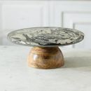 India.Curated. Carbon Ceramic & Wooden Cake Stand Ceramic in Blue/Red/Yellow | 4 H x 9.8 W x 9.8 D in | Wayfair SWETA1663