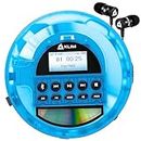 KLIM Nomad Transparent Azul + Reproductor CD portatil + batería Interna de Larga duración + Incluye Auriculares KLIM Fusion + CD Player Mini Compacto, Personal, CD-R, CD-RW y MP3 [Nuevo 2024]