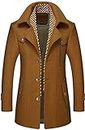 CHARTOU Men's Stylish Scarf Single Breasted Wool Walker Coat Thick Winter Jacket-6 Colors, Tan, Large