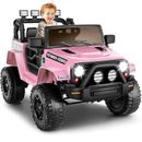 DreamDwell Home 12V Electric Ride On Car SUV Truck w/ Remote Control, Light, Music, Safety Belt, Spring Suspension Plastic in Pink | Wayfair