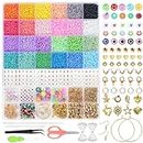 Joymico 8000pcs Glass Seed Beads for Jewelry Making, 3mm Small Seed Beads kit for DIY Bracelets Necklaces Rings, Craft Glass Beads Set with Letter and Smile Beads，Charms, Evil Eyes Beads, Pendants