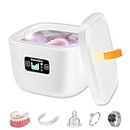 255mL Ultrasonic Retainer Cleaner Machine - Mini Ultrasonic Cleaning for Denture, Mouth Guard, Night Guard, Sleep Apnea Grinding, Braces, Tooth Aligner, Dental Pod, and Dental Tools, or Jewelry Ring