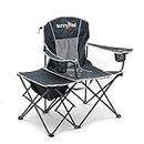 Folding Camping Chair with Cup Holder and Storage for Beach, Picnic, Fishing and More, Oxford Cloth Portable Lawn Chairs for Adults Outdoor(Grey)