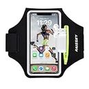 Running Armband Phone Holder for Running with Airpods Zipper Pocket Cell Phone Armband Holder Sweatproof Sports Gym Armband Case Fits iPhone 15/14/13/12/11Pro Max with Touchscreen up to 6.9"