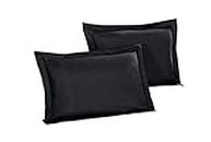 GrandLinen King Size Solid Black Pillow Shams 1500 Thread Count Egyptian Quality 2 Piece Set, Silky Soft & Wrinkle Free