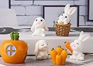 SATYAM KRAFT 1 Set Rabbits Miniature Set for Home, Bedroom, Living Room, Office, Restaurant Decor, Figurines and Cake Decoration Items, (Resin) (Multicolor)