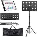 Foiltech Sheet Music Stand-Metal Professional Portable Perforated Notation Stand with (( BAG )),(( Folding )) Adjustable Holder,Sturdy suitable for Musical Instrument