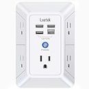 5-Outlet Surge Protector Wall Charger with 4 USB Ports - 1680J Multi Plug for Home, Office, Travel