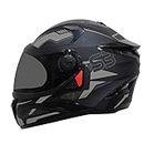 Steelbird SBH-17 Terminator ISI Certified Full Face Graphic Helmet in Matt Finish(Large 600 MM, Black Grey Fitted with Clear Visor and Extra Smoke Visor)