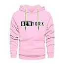 FASHION AND YOUTH Latest Stylish Unisex New York Design Printed Hooded Hoodies | Pullover Sweatshirts for Men & Women Pink