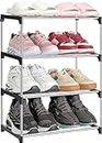 AJOXEL Shoe Rack with 4 Levels, Thickened Steel Tube Shoe Rack for 8 Pairs of Shoes, Sturdy and Durable Shoe Rack, Slim for Space-Saving Hallway Bedroom, Shoe Rack Small