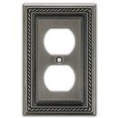 ClaireDeco Nautica 2-Gang Duplex Outlet Wall Plate in Gray | 4.65 H x 3 W x 0.17 D in | Wayfair HCP0895-P