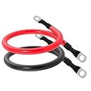 4 AWG Battery Cable 4AWG Gauge Pure Copper Battery Inverter Cables with 3/8 in Lugs Both Ends Power Inverter Wire Set for Automotive Solar Marine Boat RV Car Motorcycle Red and Black (1ft)