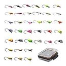 Alichino Ice Fishing Jig Set Ice Fishing Lures for Panfish Crappie, Ice Jig Head Hook Set (Lead ice jig Sets 6 Types 36 pcs with Box)