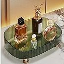 Makeup Perfume Organizer, Bathroom Vanity Tray, Decorative Dresser Tray, Countertop Organizer Tray for Cosmetics, Green
