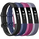 Tobfit for Fitbit Alta HR/Fitbit Alta Bands Large Small Straps Varied Colors and Editions for Fitbit Alta HR Fitbit Alta ((.Buckle Edition) Black+Blue+Fuchsia+Gray, Small)