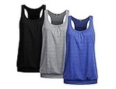 Beyove Workout Tank Tops for Women Racerback Athletic Yoga Tops Running Exercise Gym Pleated Shirts (Pack of 3)