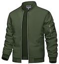 TACVASEN Green Bomber Coat Mens Jackets Fashion Trendy Mens Bomber Coats Lightweight Windbreaker Jackets Lightweight Full Zip Flight Jackets