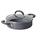 Meyer Anzen Healthy Ceramic Coated Sauteuse with Glass Lid | Ceramic Pan Cooking | Induction Pan | Non Stick Ceramic Pan | Ceramic Coated Cookware, 24 cm, Grey