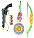 Dynamic Retail Global Guns for Boys, Archery Bow and Arrows Toy Set for Kids, Pistol with Bullets Plastic Multi Color OQ832