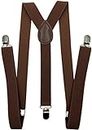 LOLELAI Suspenders for Women and Men | Elastic, Adjustable, Y-Back | Pant Clips, Tuxedo Braces (1, Dark Brown)
