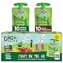 GoGo squeeZ Fruit on The Go Variety Pack, Apple & Cinnamon, 3.2 oz (Pack of 20), Unsweetened Fruit Snacks for Kids, Gluten & Nut Free and Dairy Free, Recloseable Cap, BPA Free Pouches