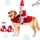 QCLU Pet Dog Cat Christmas Costume, Funny Santa Claus Riding Outfit for Small Large Dogs, Santa Claus Riding Pet to Send Gift Knight Pets Clothes Suit for Christmas Dressing up, Include 4 Pet Socks