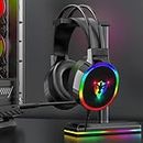 Generic Clearance Gaming Headset with Microphone, Bluetooth Headphones Over Ear with LED RGB Light Noise Reduction Surround Sound Over-Ear and Wired 3.5mm 𝐉𝐚𝐜𝐤 for Playing Game Lightning Deals