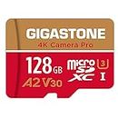 [5 Anni Recupero Dati Gratuito] GIGASTONE Scheda di Memoria 128 GB, 4K Camera Pro, Velocità fino a 100 MB/s, per GoPro, DJI, Drone, 4K Video A2 V30 U3 MicroSDXC con Adattatore