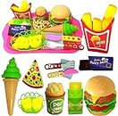 Tickles 18 pcs Play Fast Food Set Pretend Play Barger Fries and ice Cream with Trey Food Toy | Best Gifts Food playset for Boys Girls Kids- Multicolor 4 Years and up