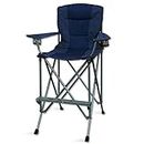 RMS Extra Tall Folding Chair - Bar Height Director Chair for Camping, Home Patio and Sports - Portable and Collapsible with Footrest and Carrying Bag - Up to 300 lbs Weight Capacity (Blue)