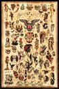 Sailor Jerry Tattoo Flash Poster (Style C) Size 24x36 inches