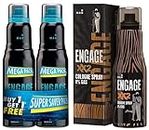 Engage Mate Deodorant For Men, Citrus and Fresh, Skin Friendly, 220 ml each (Pack of 2) & Engage XX2 Cologne No Gas Perfume for Men, Spicy and Citrus, Skin Friendly, 135ml