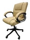 SOMRAJ Ergonomic Comfortable Heavy VIP Revolving Chair Executive/Office/Student/Back Support/Computer/Work from Home Study Chair with Leather Cushion seat Back, arm Chair (Cream)