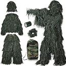 Ghillie Suit Camo Woodland Camouflage Forest Hunting 5-Piece + Bag