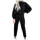 Lightning Deals of the Day Womens Sets 2 Piece Outfits Comfy Travel Lounge Set Long Sleeve Crewneck Sweatsuits Casual Drawstring Sweatpants