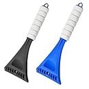 Qoosea 2 Pack Ice Scrapers for Car Windshield 10'' Ice Snow Frost Removal Scraper with Foam Handle Ice Scraper for Truck SUV Car Window (Black & Blue)