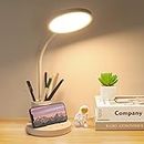 Rimposky Cordless Desk Lamp, LED Desk Lamp with Pen/Phone Holder, Rechargeable Study Table Lamp with 360° Gooseneck, for Kids/Student/College Dorm/Office