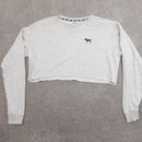PINK Victoria Secret Womens Sweatshirt Small Grey Sweater Cropped Jumper Dog