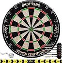 Viper Shot King Sisal/Bristle Steel Tip Dartboard with Staple-Free Bullseye and 6 Darts