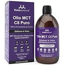 Ketosource Pure C8 MCT Oil | Boosts Ketones 4X Versus Other MCTs | Highest 99%+ Purity | 100% Coconut Sourced | Supports Keto & Fasting | Vegan Safe & Gluten Free (500ml Glass)