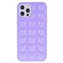 DMaos iPhone 11 Pro Max Case for Women, 3D Pop Bubble Heart Kawaii Gel Cover, Cute Girly for iPhone11 Pro Max 6.5 inch - Lavender