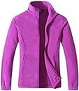 GIMECEN Women's Lightweight Full Zip Soft Polar Fleece Jacket Outdoor Recreation Coat With Zipper Pockets, Women-purple09, Medium